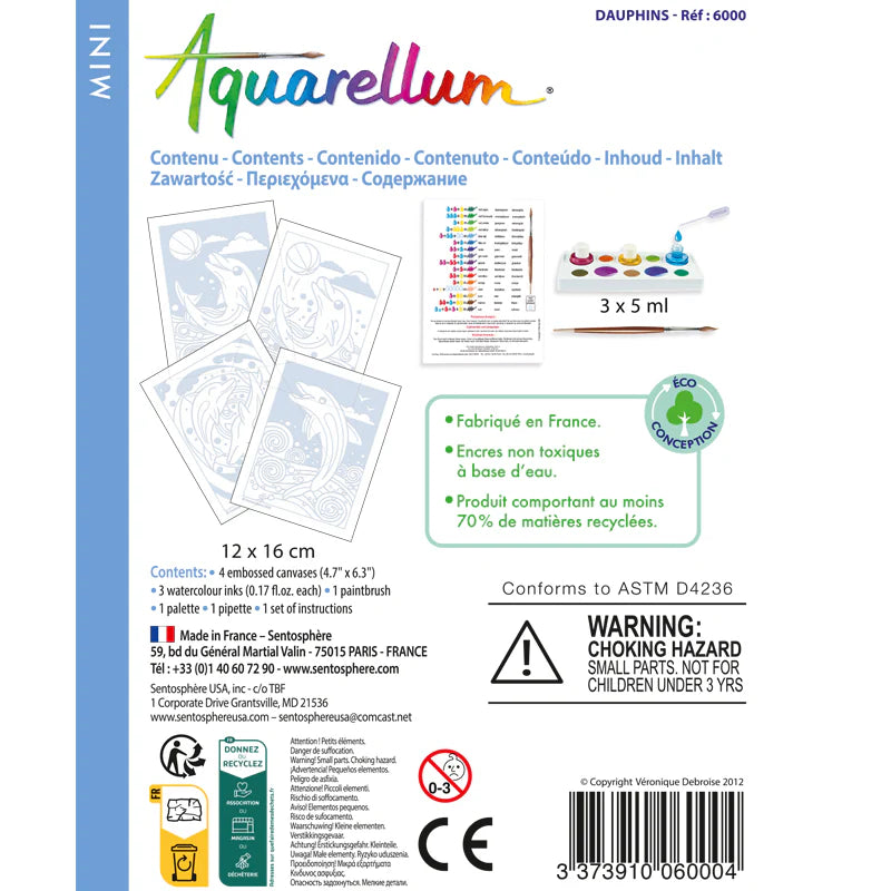 Aquarellum Mini Kit Dolphins - Painting by Numbers
