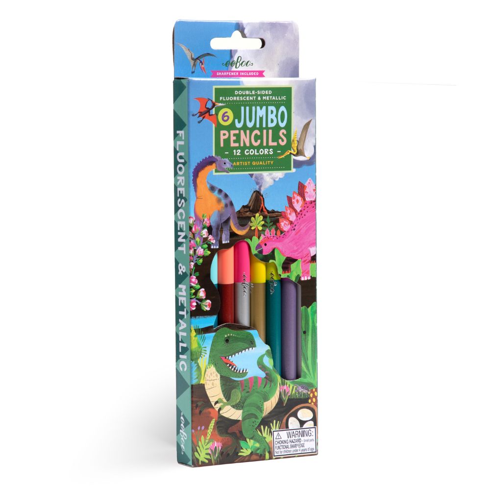 eeBoo Pencils - Dinosaur 6 Double Sided Jumbo Pencils