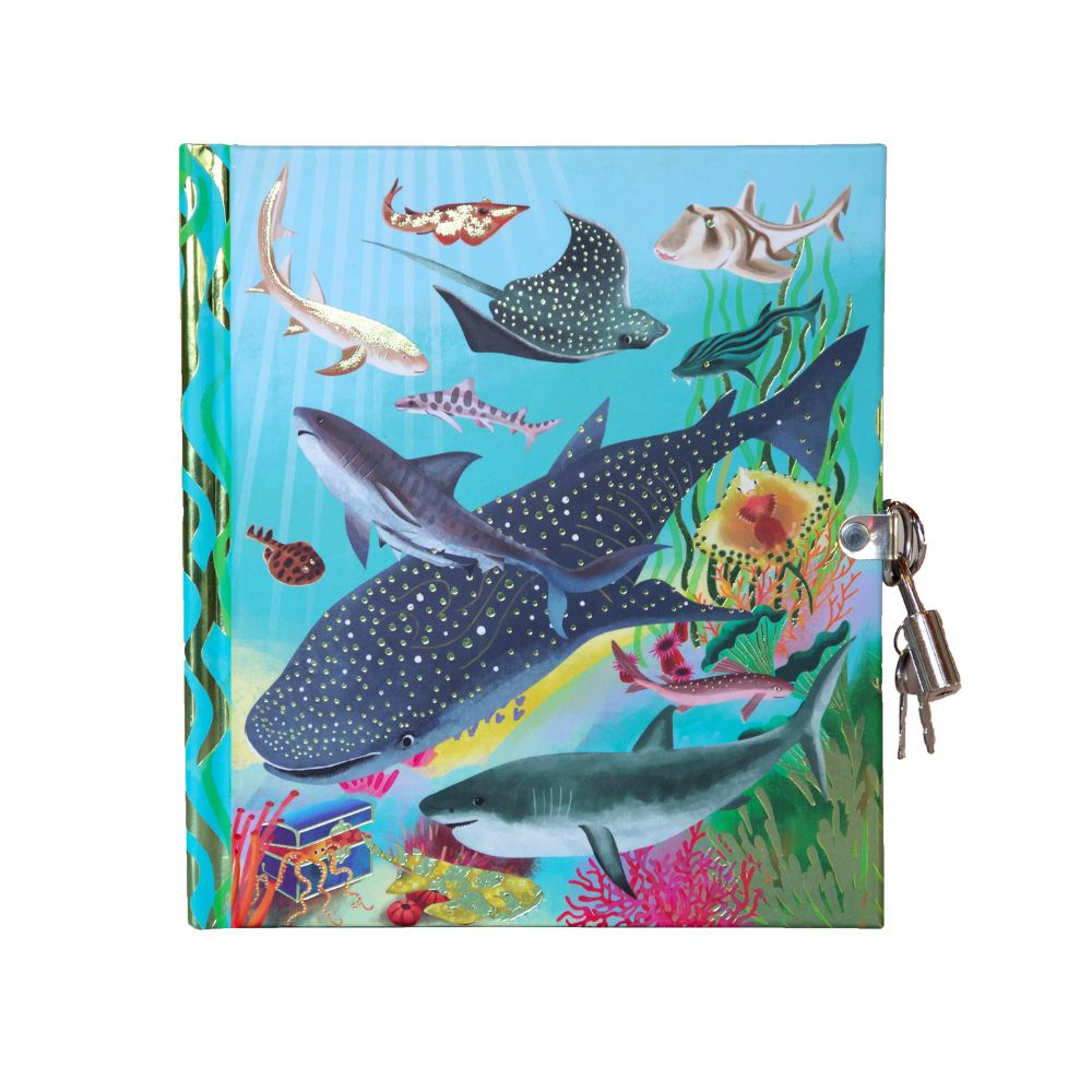 eeBoo Diary with Lock & Key - Sharks and Friends
