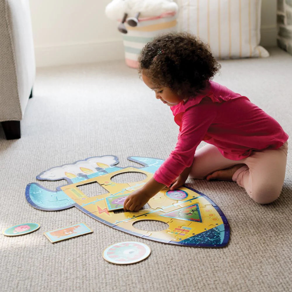 Floor Puzzle - Peaceable Kingdom Shimmery Rocket image 4