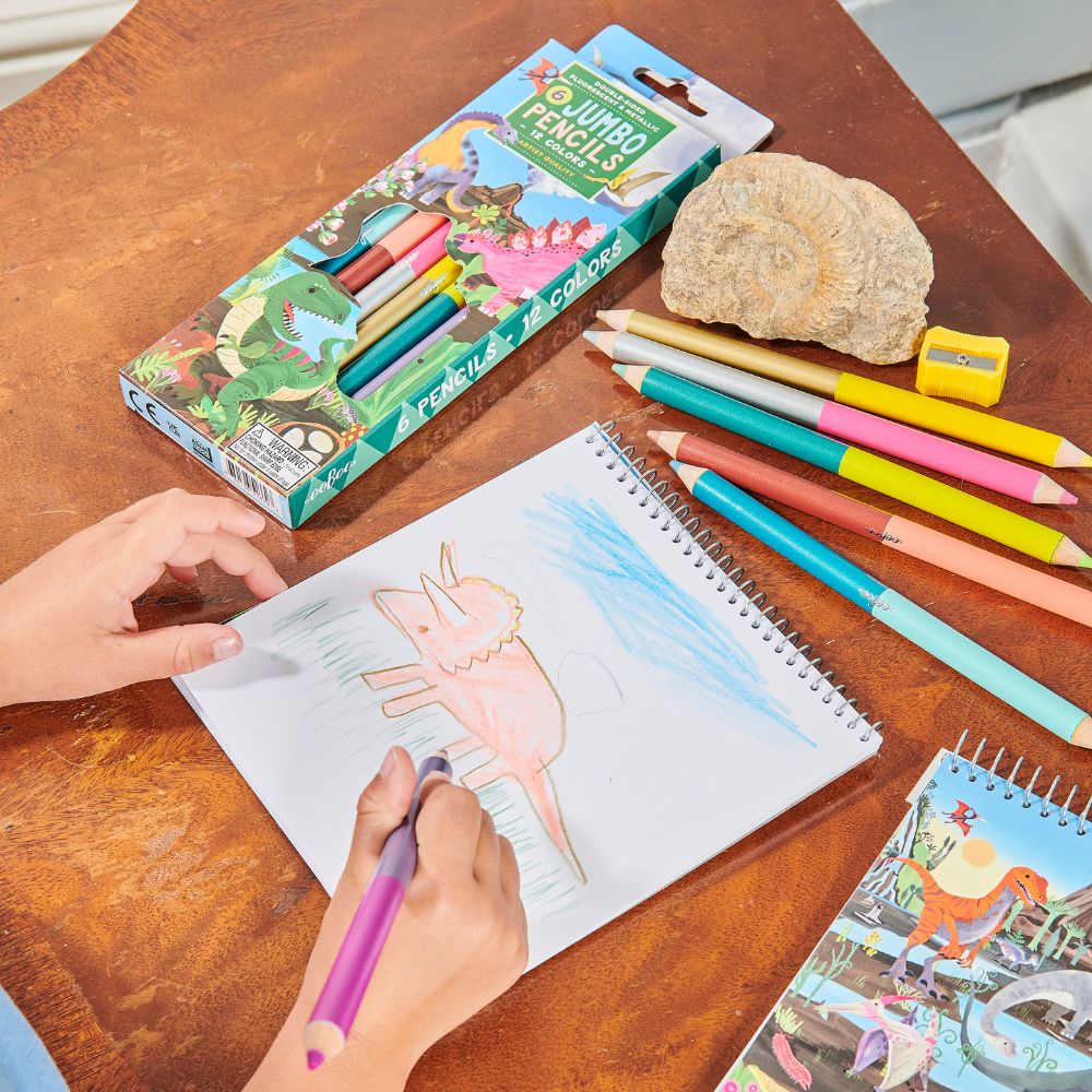 eeBoo Pencils - Dinosaur 6 Double Sided Jumbo Pencils