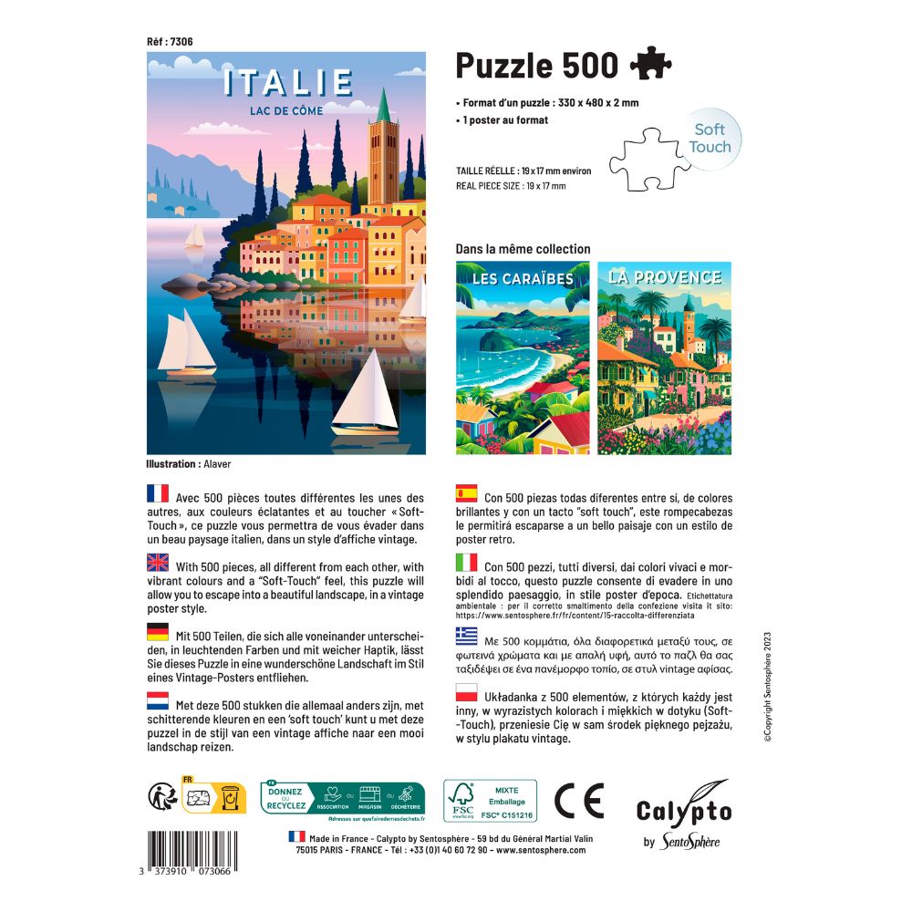 Calypto Jigsaw Puzzle 500 Piece - Italy - Lake Como