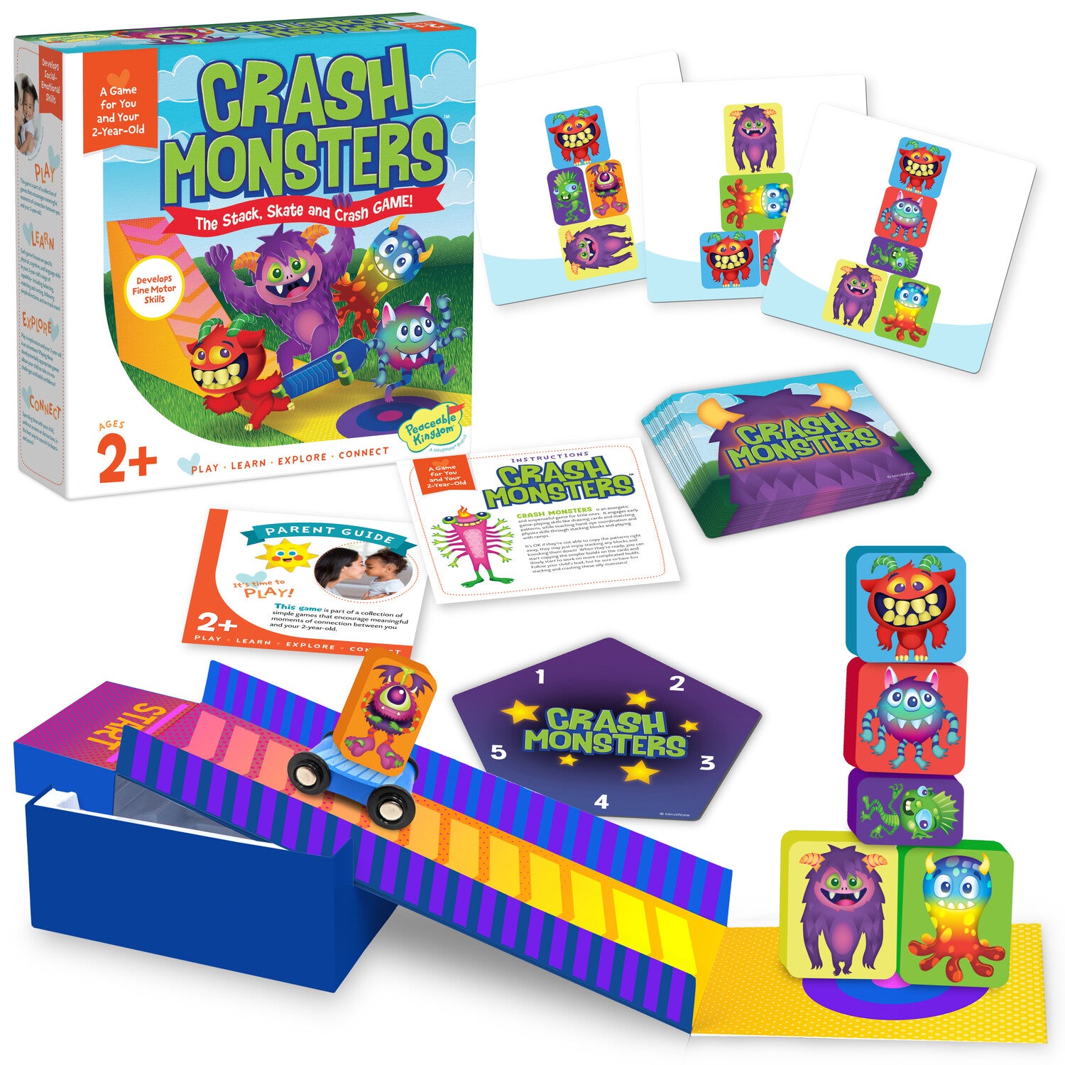 Toddler Game - Peaceable Kingdom Crash Monsters - The Stack, Skate and Crash Game! image 1