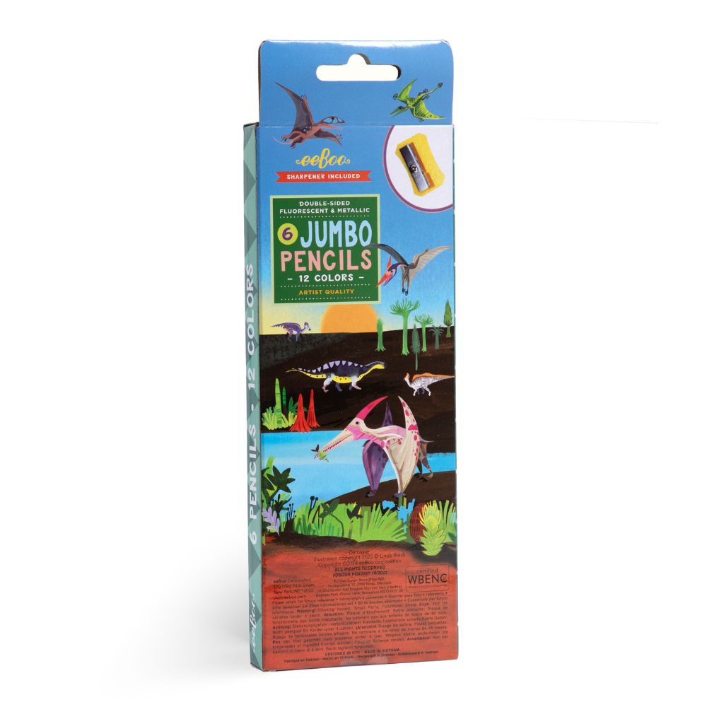 eeBoo Pencils - Dinosaur 6 Double Sided Jumbo Pencils
