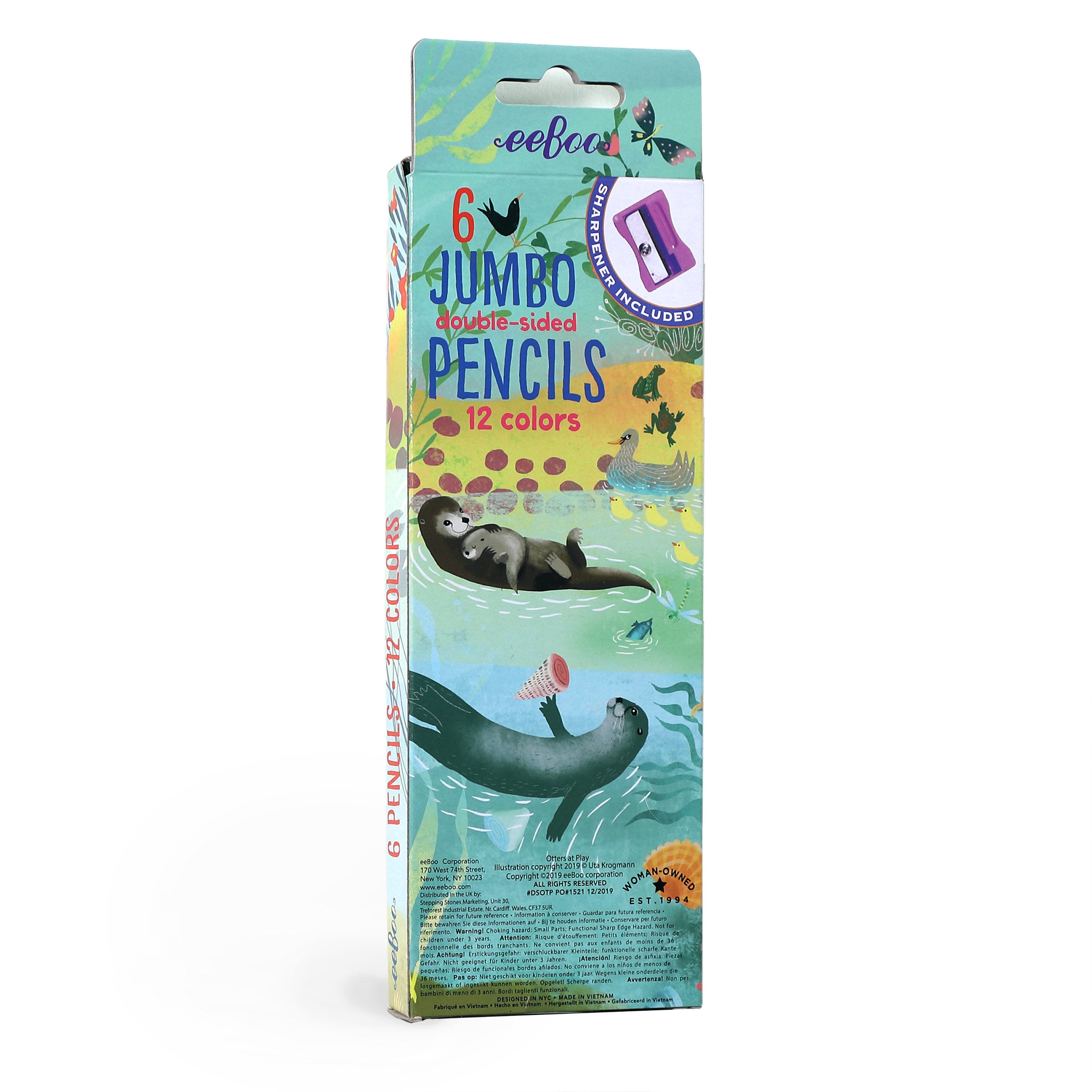 eeBoo Pencils - Otters 6 Double Sided Jumbo Pencils image 1