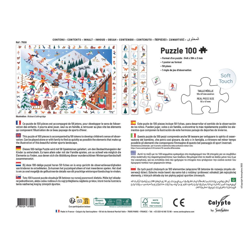 Calypto Jigsaw Puzzle - Seek & Find Winter Sports 100 pieces