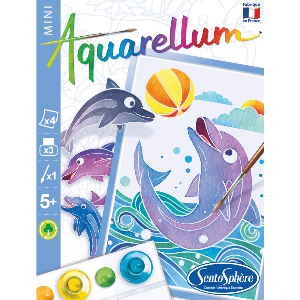 Aquarellum Mini Kit Dolphins - Painting by Numbers