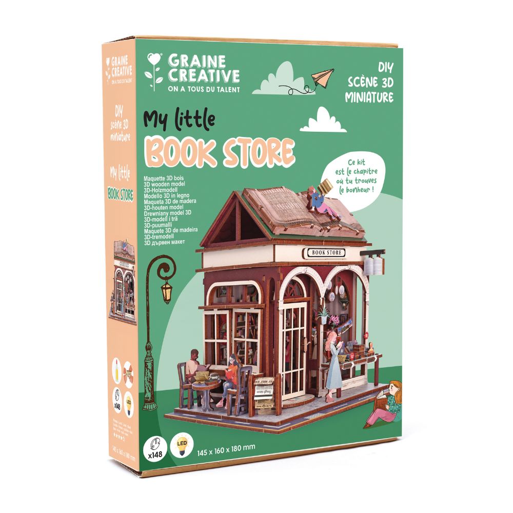 Graine Creative 3D Wooden Bookshelf Model - Bookstore