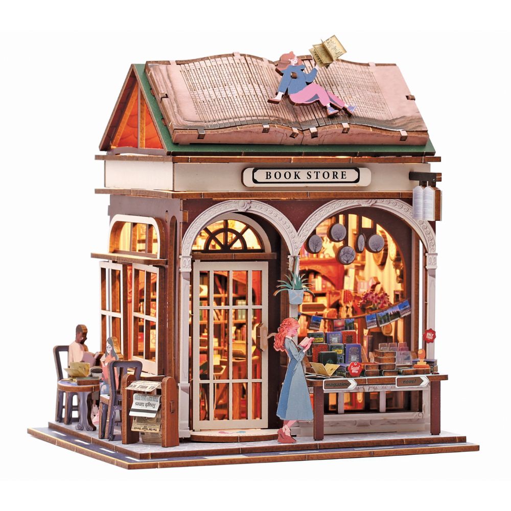 Graine Creative 3D Wooden Bookshelf Model - Bookstore