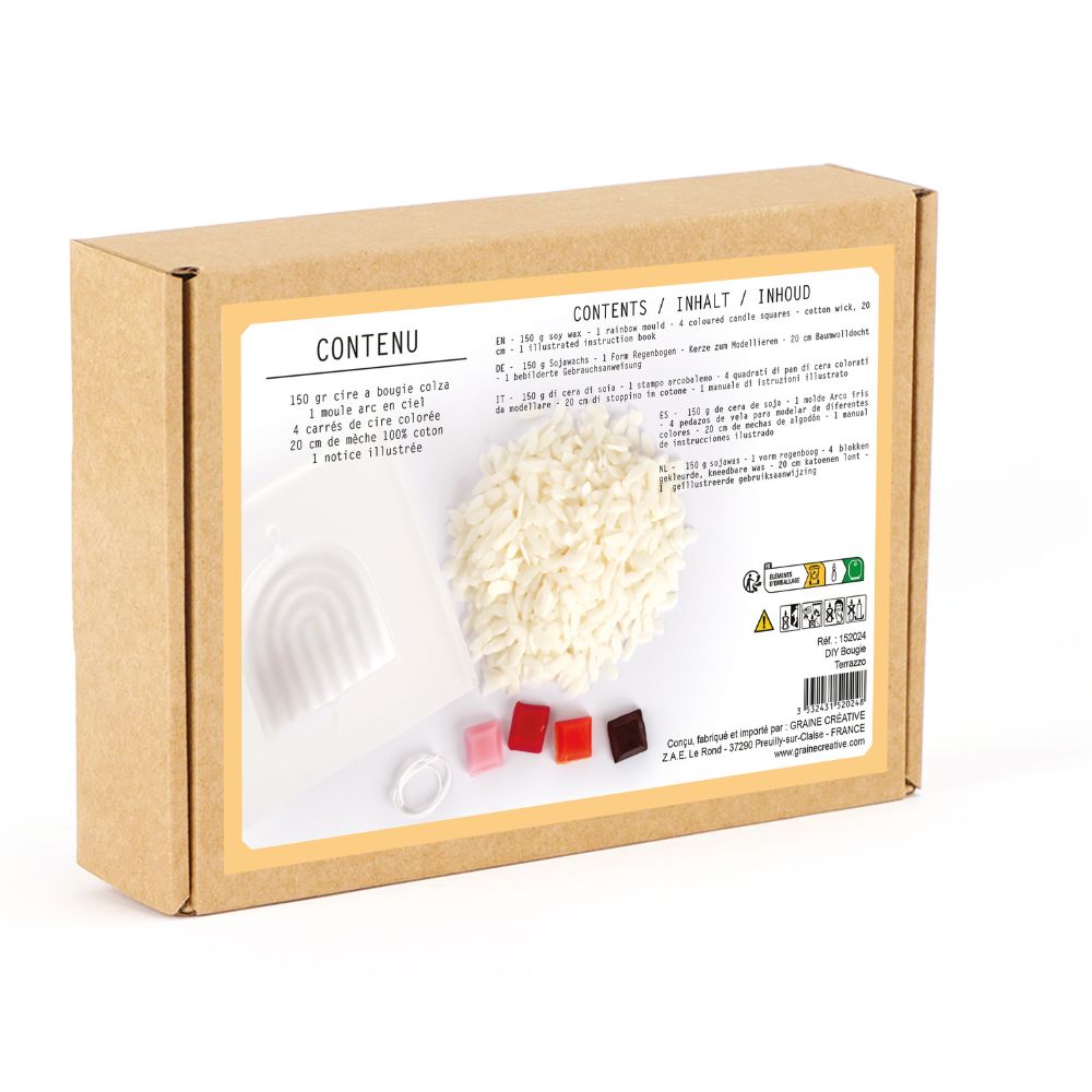 Graine Creative DIY Candle Kit - Rainbow Terrazzo