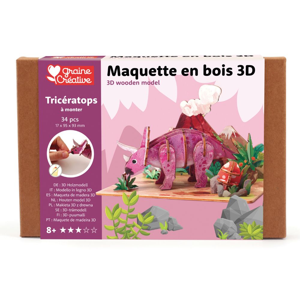 Graine Creative Wooden 3D Model - Triceratops
