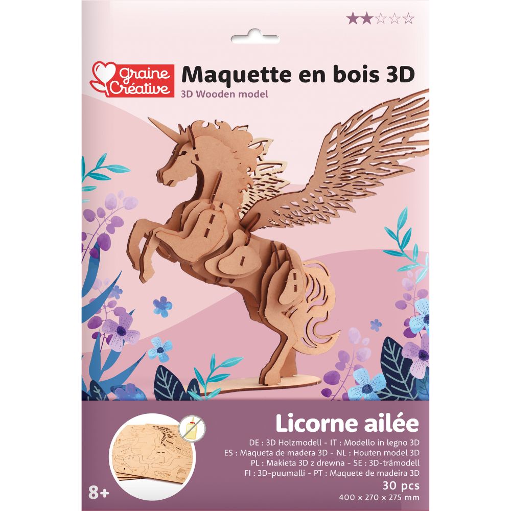 Graine Creative Wooden 3D Model - Unicorn