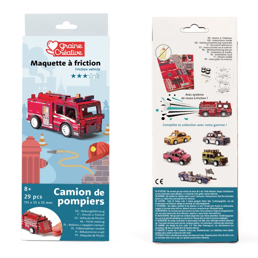 Graine Creative Wooden 3D Model - Fire Truck