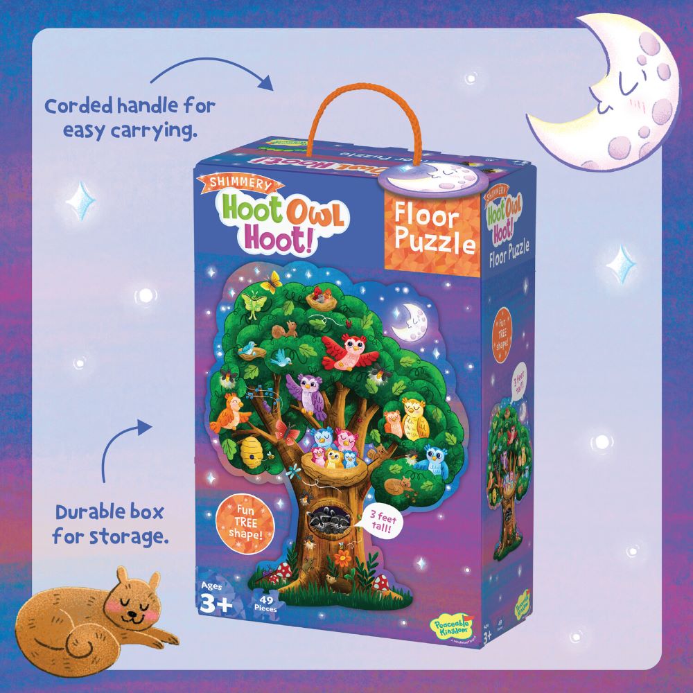 Peaceable Kingdom Shimmery Hoot Owl Hoot Floor Puzzle