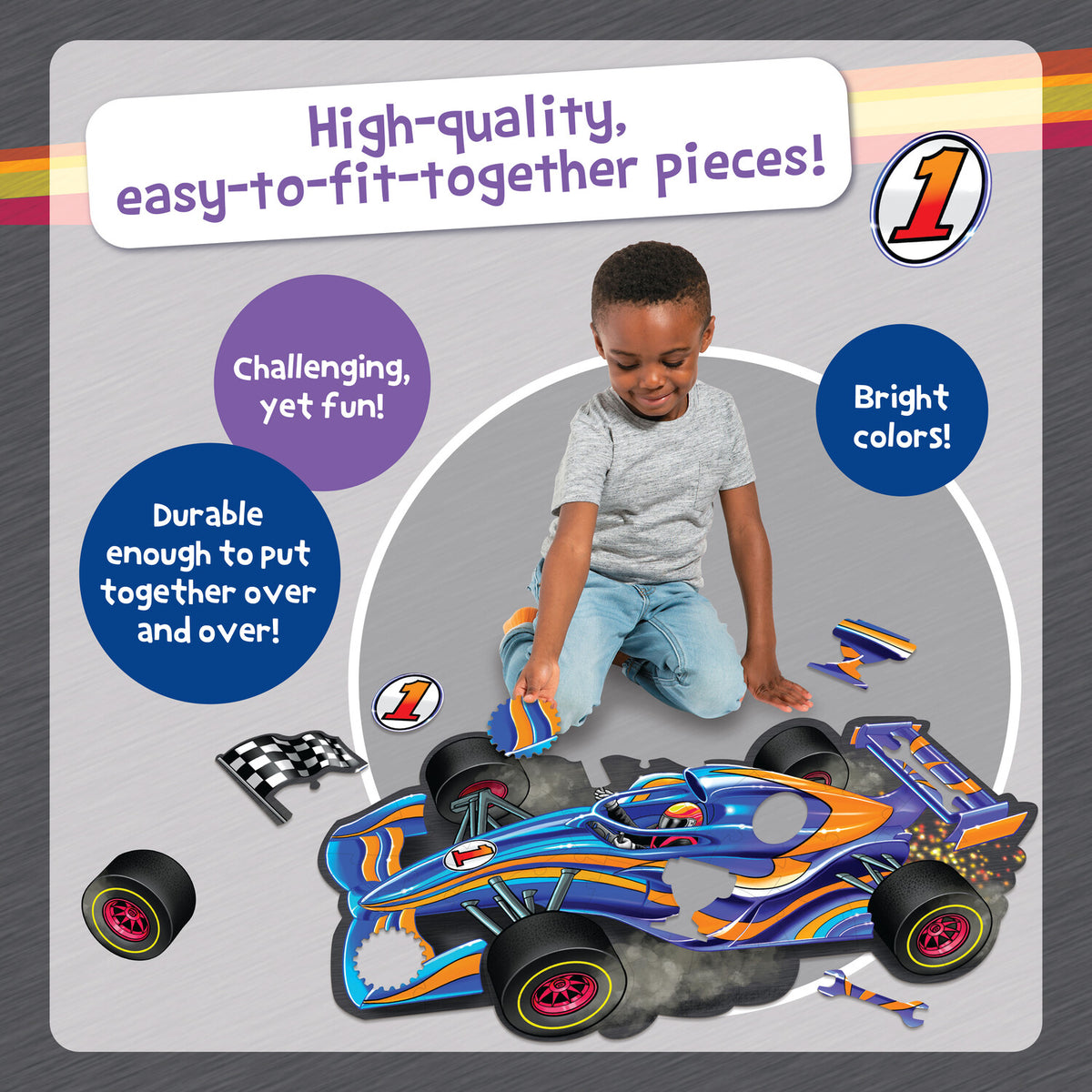 Peaceable Kingdom Shiny Racecar Floor Puzzle