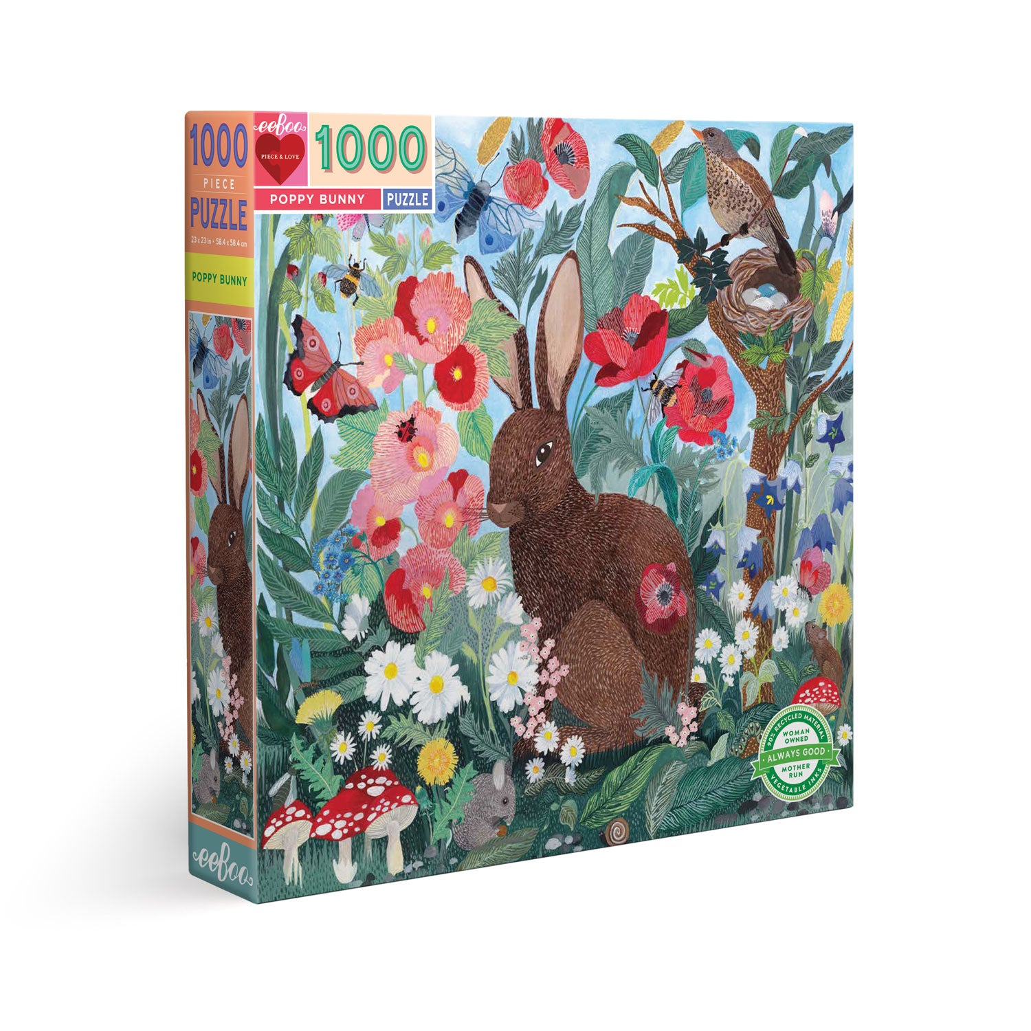 eeBoo 1000 Piece Jigsaw Puzzle - Poppy Bunny image 0