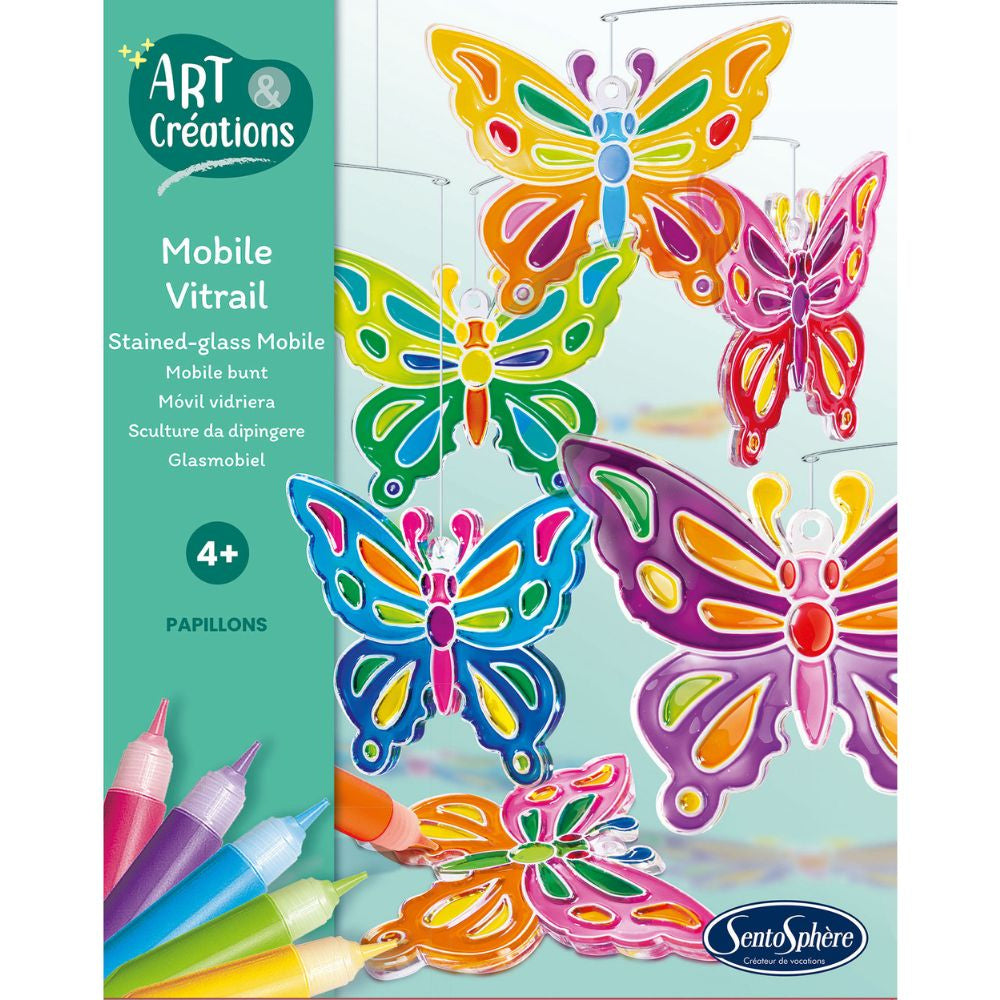 Sentosphère Stained Glass Butterfly Mobile Craft Kit for Kids