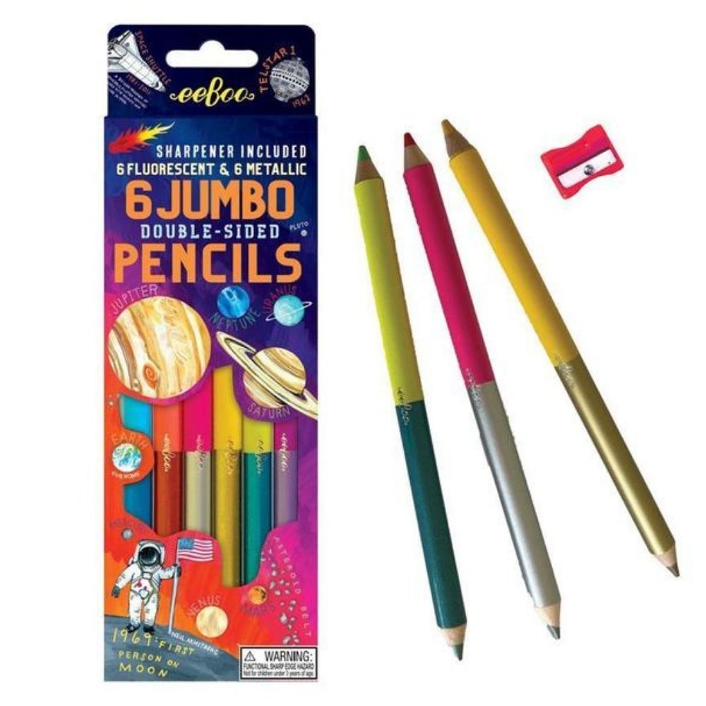 eeBoo Pencils - Solar System 6 Double Sided Jumbo Pencils