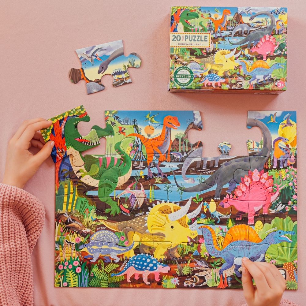 eeBoo 20 Piece Jigsaw Puzzle - Dinosaur Land