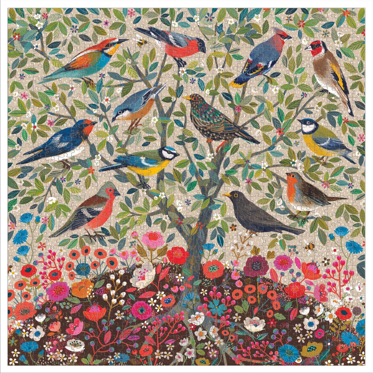 eeBoo 1000 Piece Jigsaw Puzzle - Songbirds Tree image 1