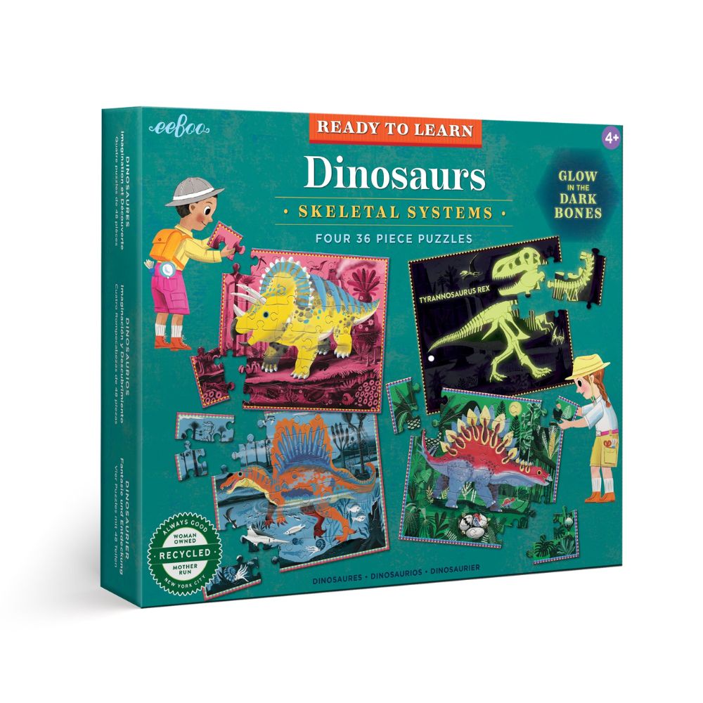 eeboo 36 Piece 4 Jigsaw Puzzles Set - Dinosaurs