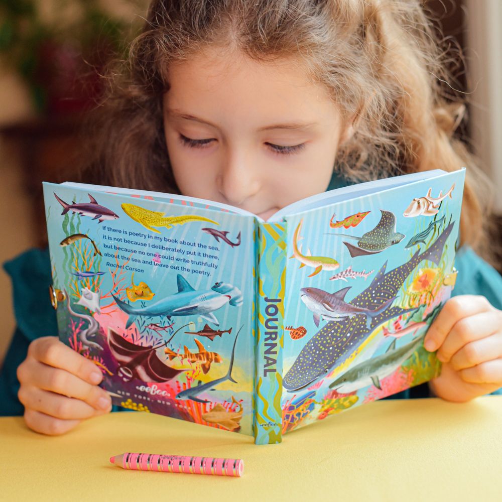 eeBoo Diary with Lock & Key - Sharks and Friends