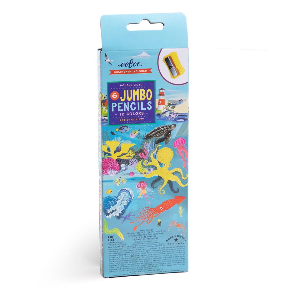 eeBoo Pencils - Under The Sea 6 Double Sided Jumbo Pencils