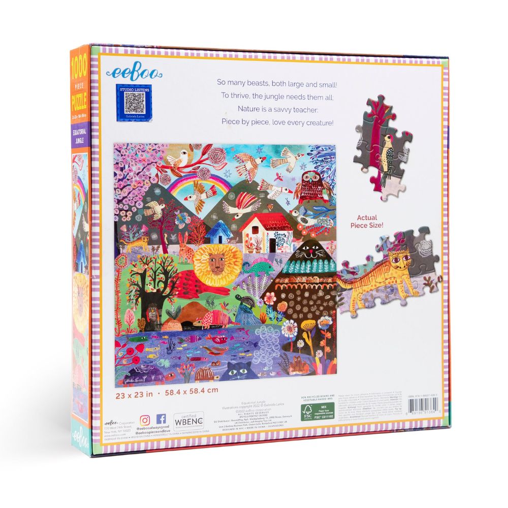 eeBoo 1000 Piece Jigsaw Puzzle - Equatorial Jungle