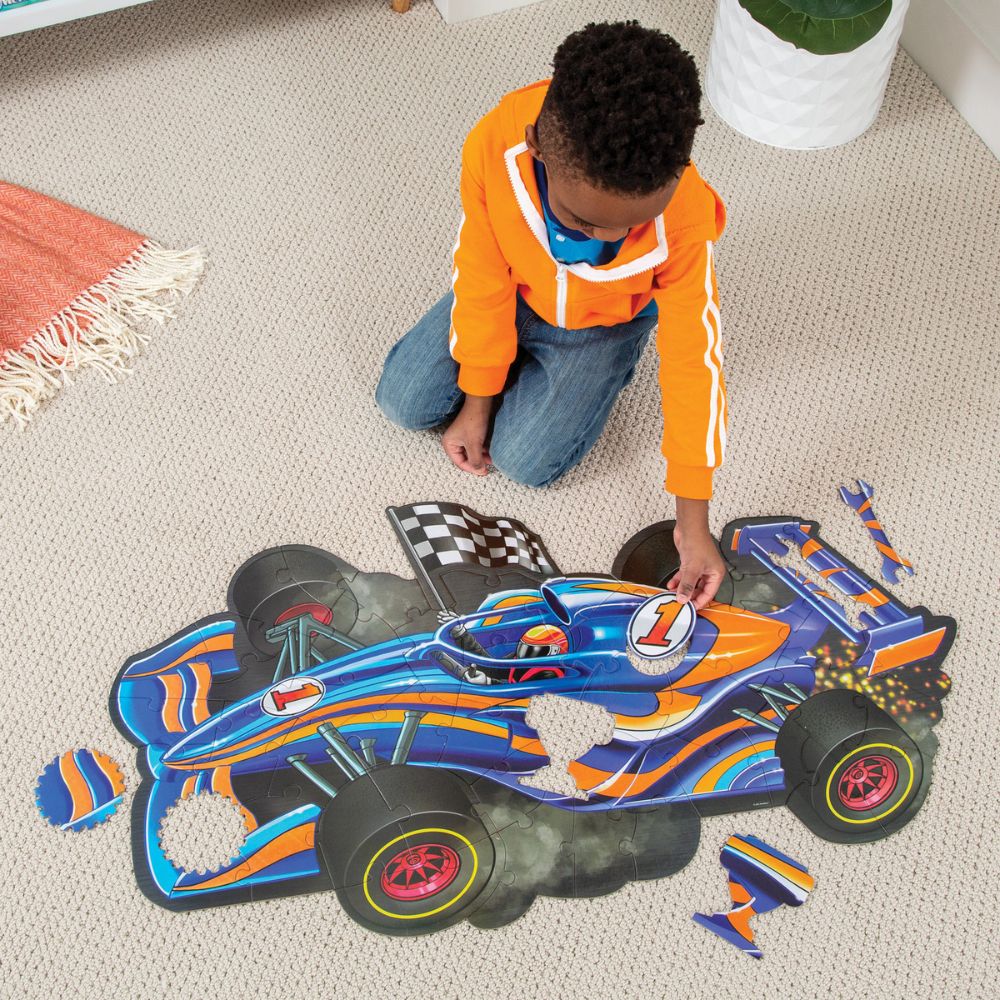Peaceable Kingdom Shiny Racecar Floor Puzzle