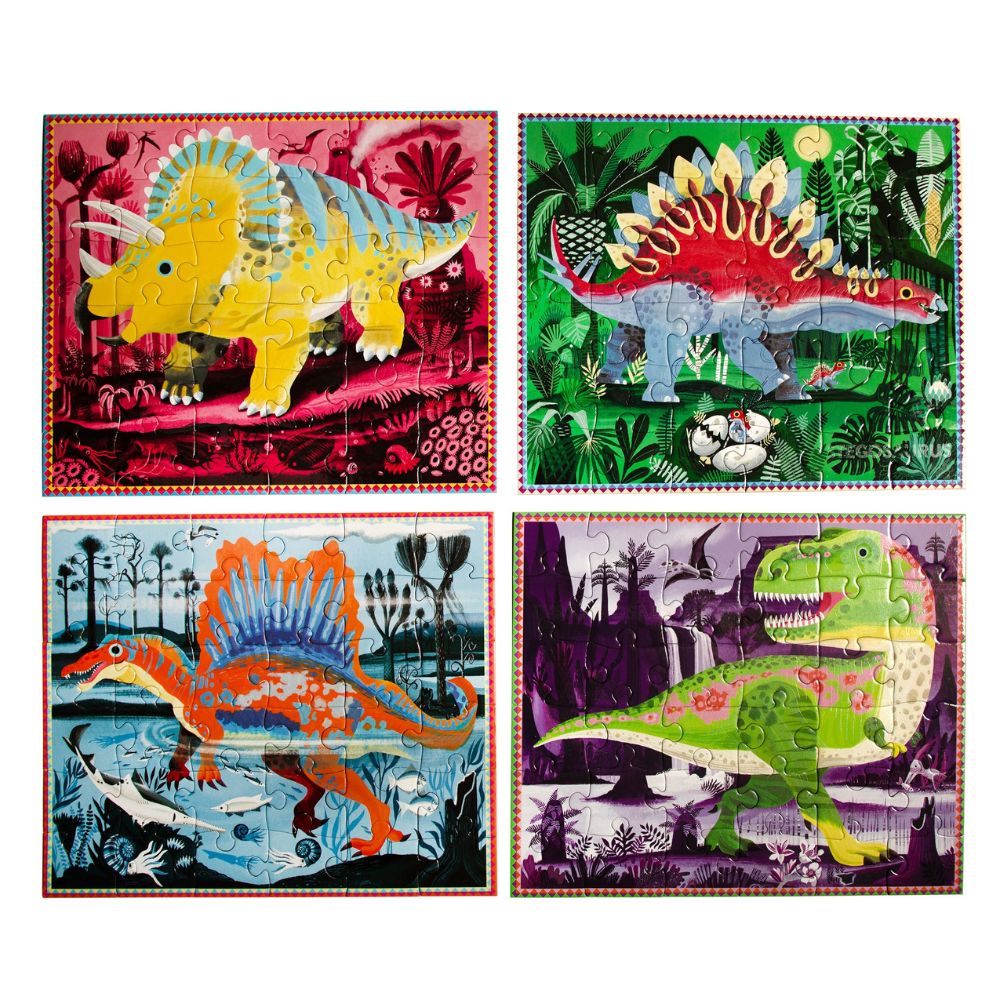 eeboo 36 Piece 4 Jigsaw Puzzles Set - Dinosaurs