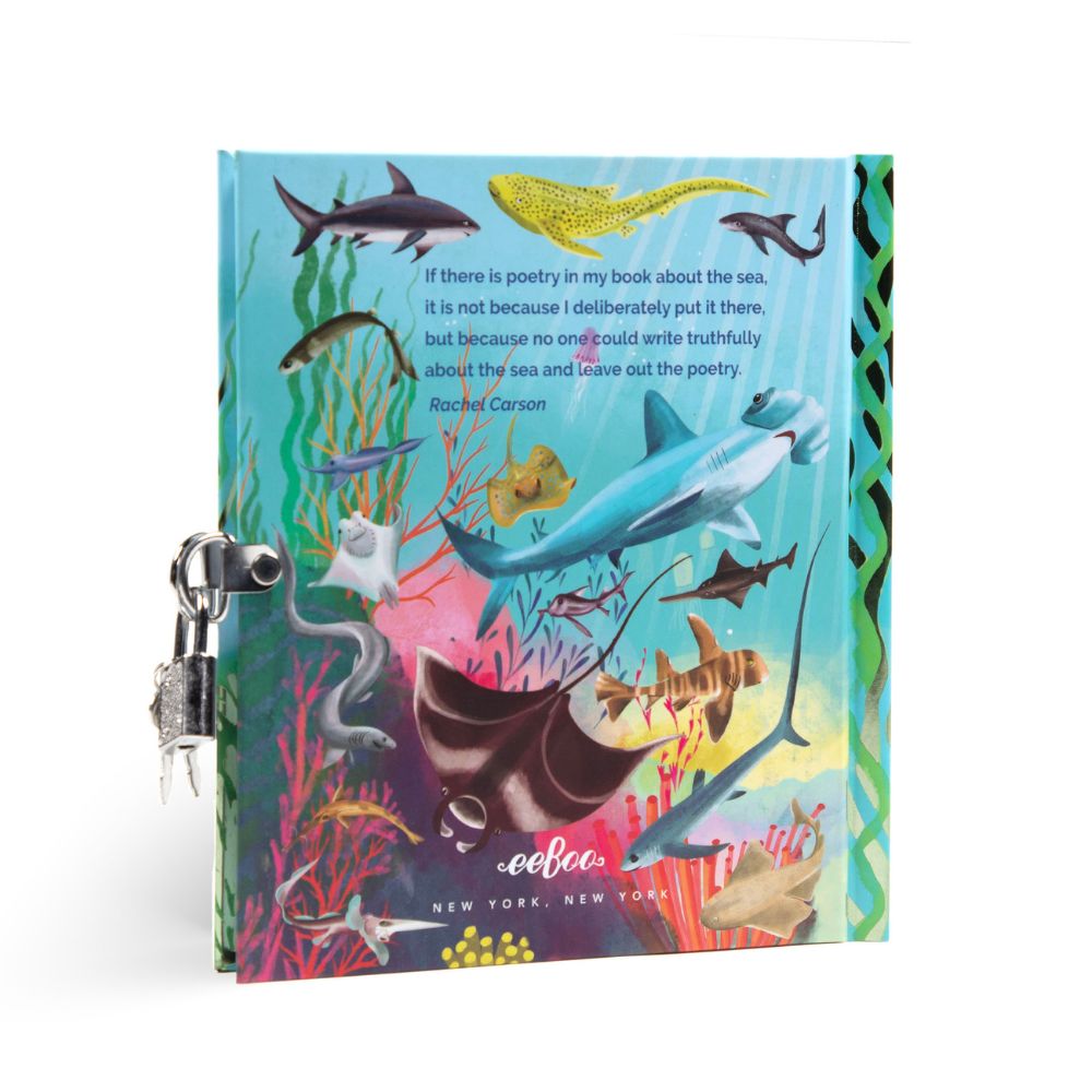 eeBoo Diary with Lock & Key - Sharks and Friends