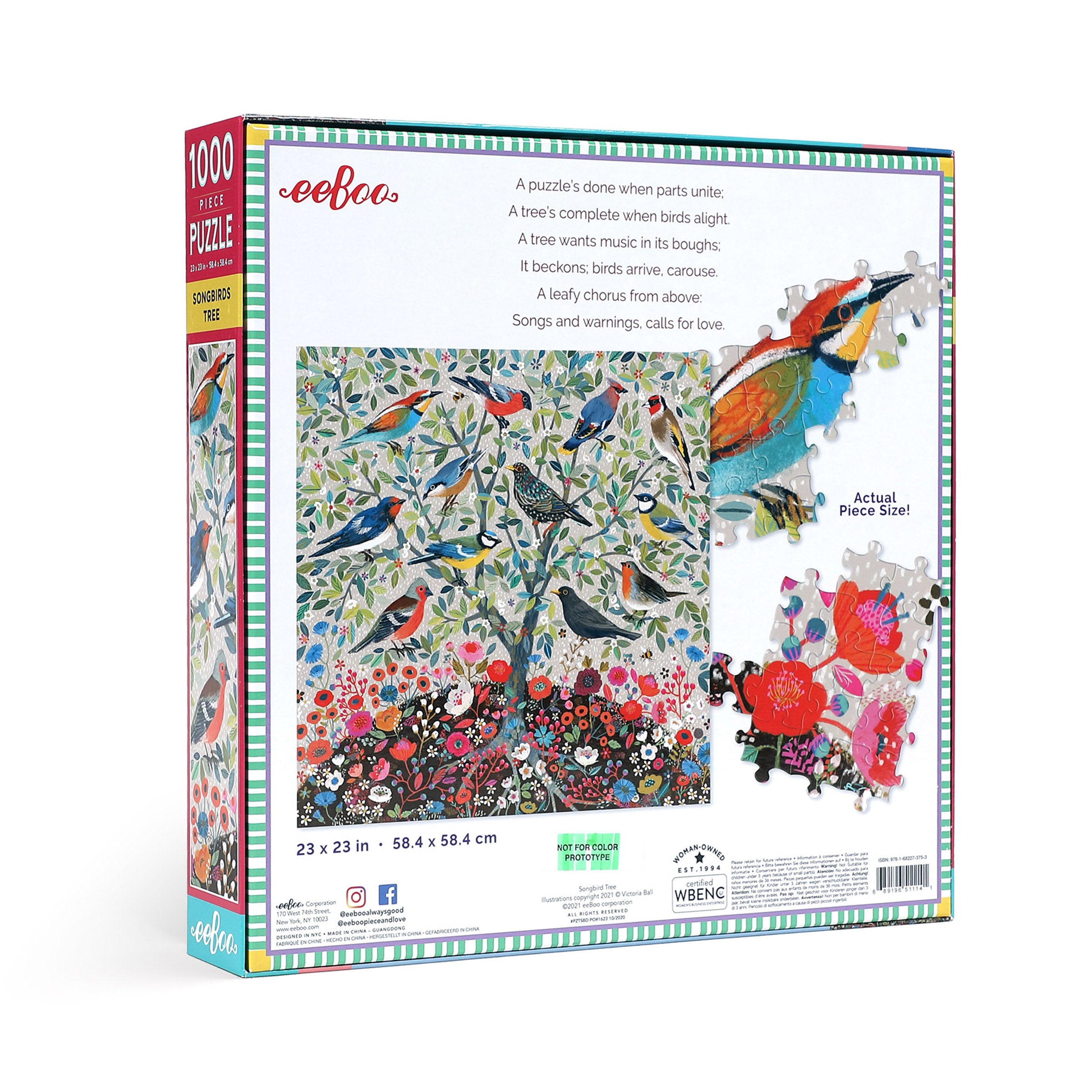 eeBoo 1000 Piece Jigsaw Puzzle - Songbirds Tree image 3