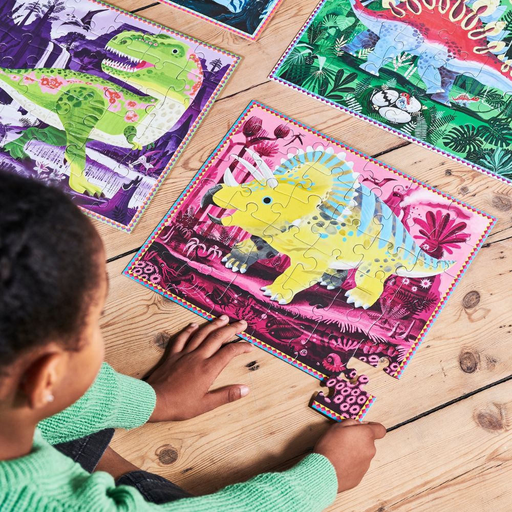 eeboo 36 Piece 4 Jigsaw Puzzles Set - Dinosaurs