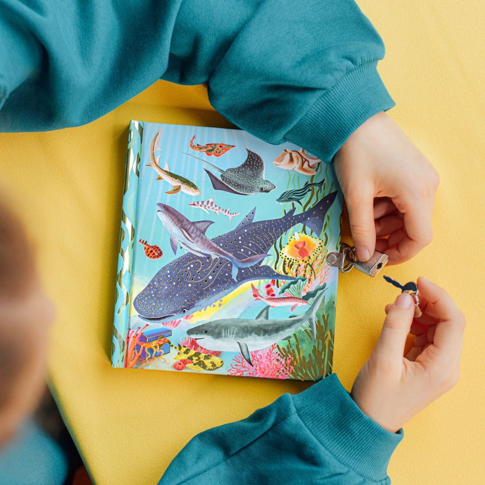 eeBoo Diary with Lock & Key - Sharks and Friends