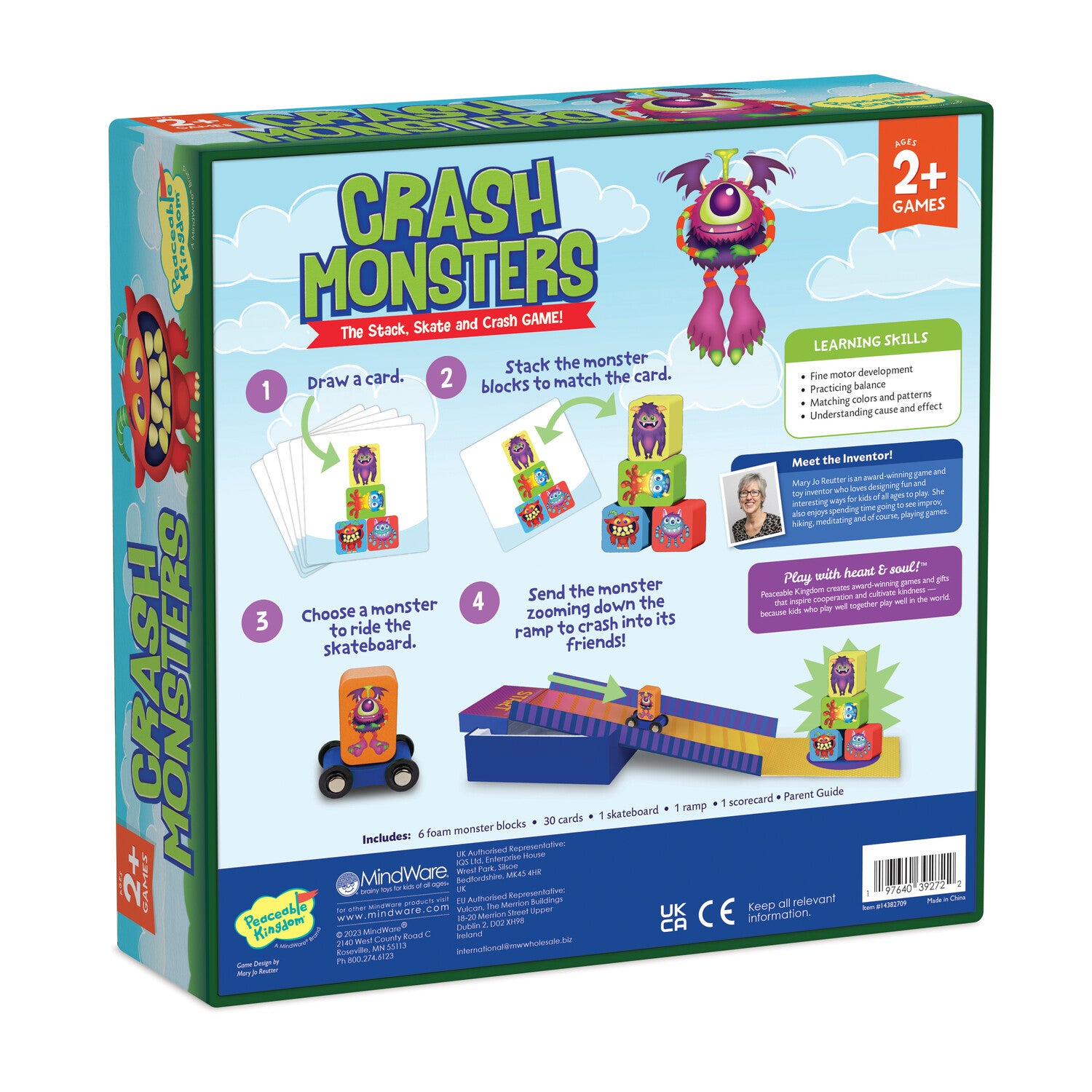 Toddler Game - Peaceable Kingdom Crash Monsters - The Stack, Skate and Crash Game! image 6