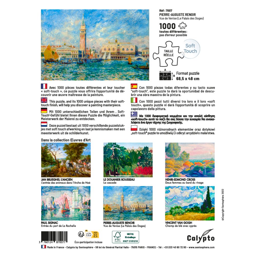 Calypto Jigsaw Puzzle 1000 Piece - Renoir's The Doge's Palace, Venice