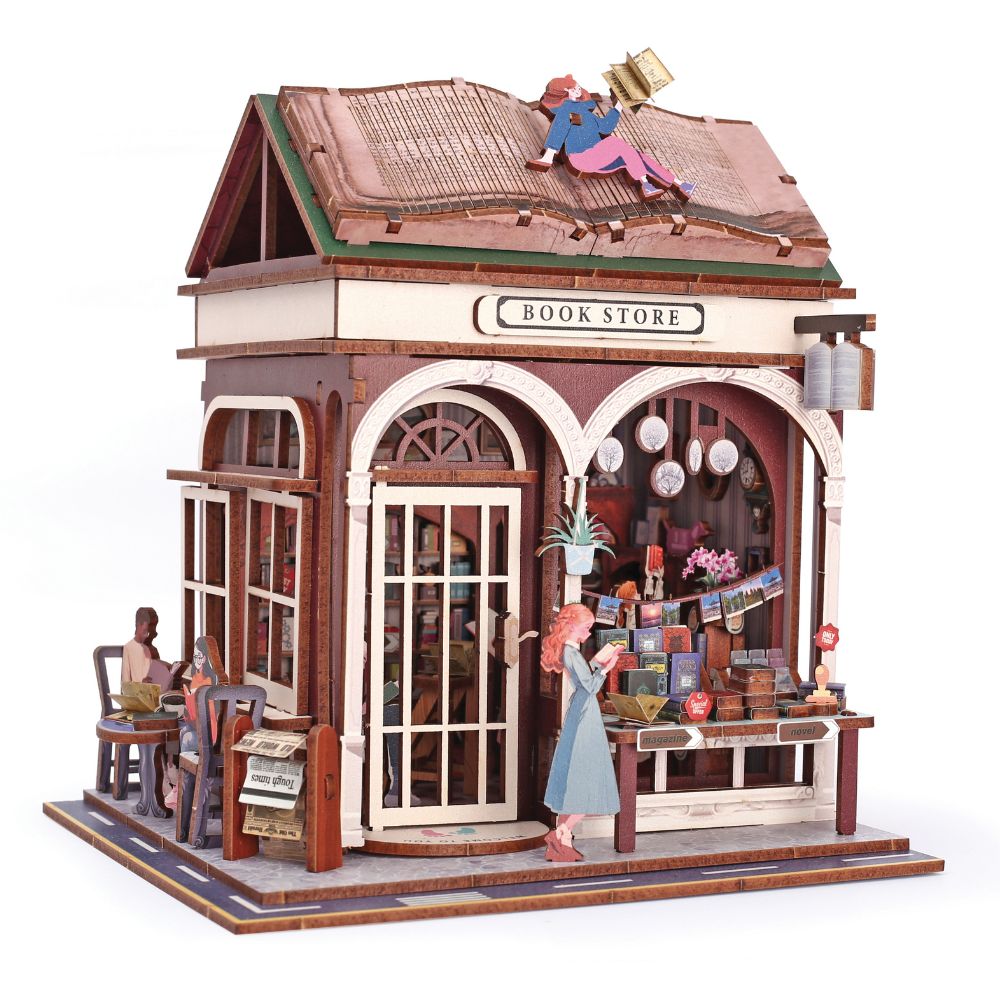 Graine Creative 3D Wooden Bookshelf Model - Bookstore