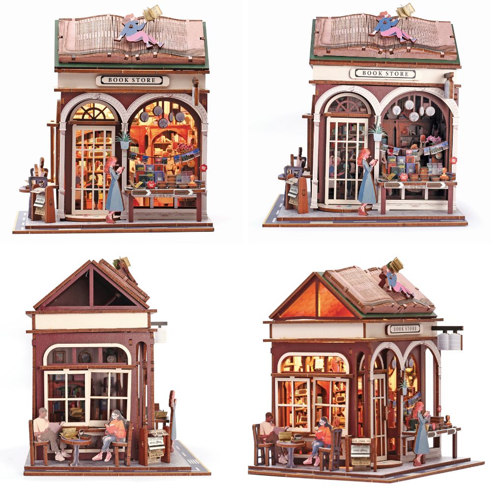 Graine Creative 3D Wooden Bookshelf Model - Bookstore