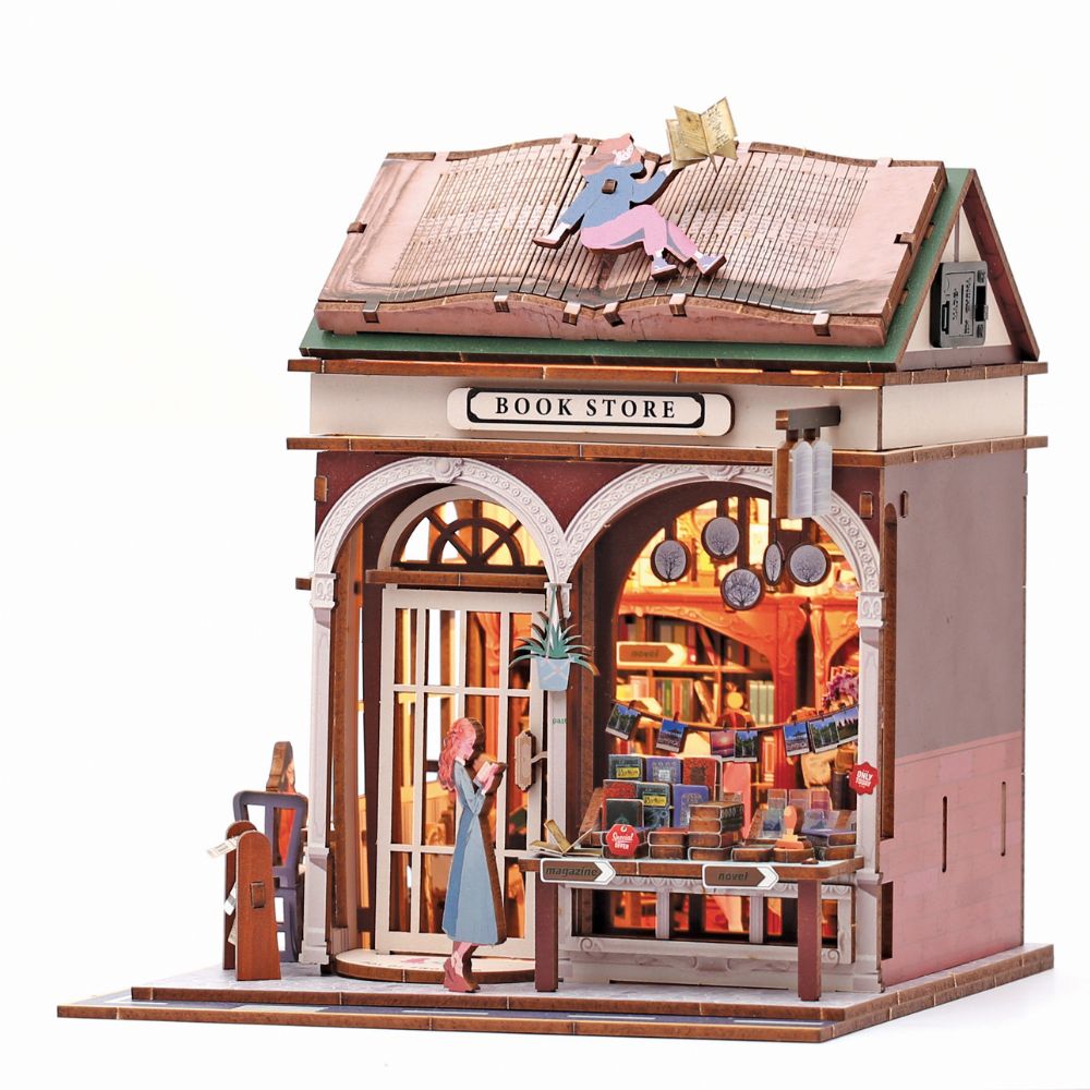 Graine Creative 3D Wooden Bookshelf Model - Bookstore