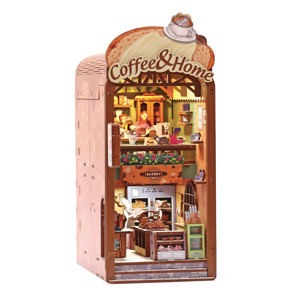 Graine Creative 3D Wooden Bookshelf Model - Cosy Coffee