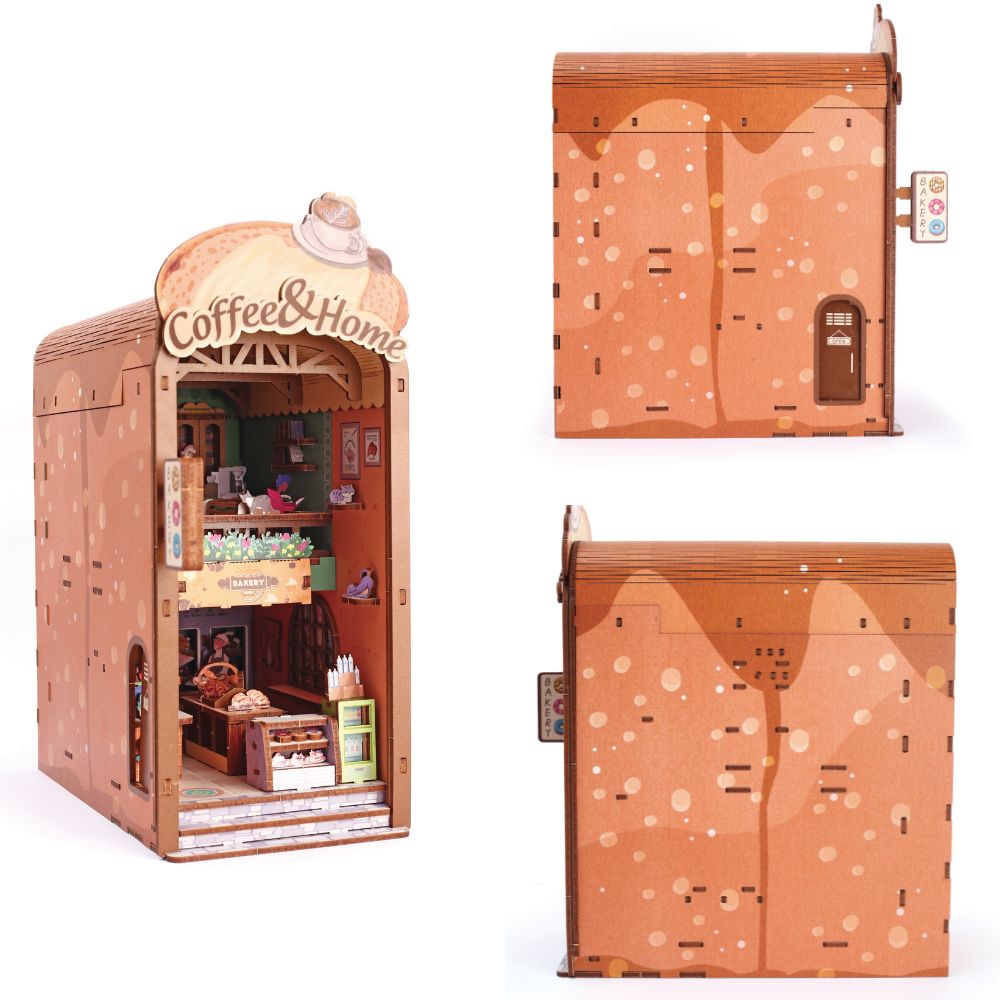 Graine Creative 3D Wooden Bookshelf Model - Cosy Coffee