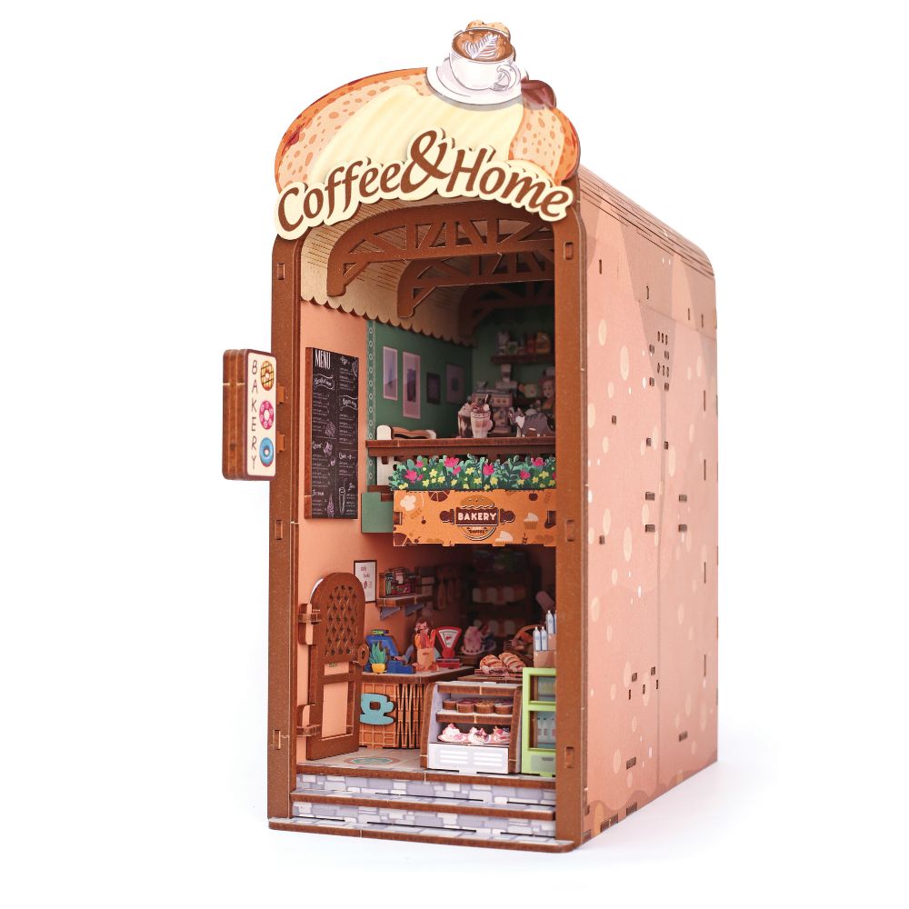 Graine Creative 3D Wooden Bookshelf Model - Cosy Coffee