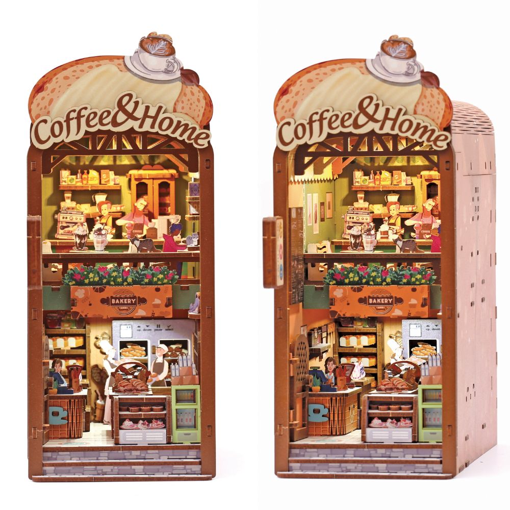 Graine Creative 3D Wooden Bookshelf Model - Cosy Coffee