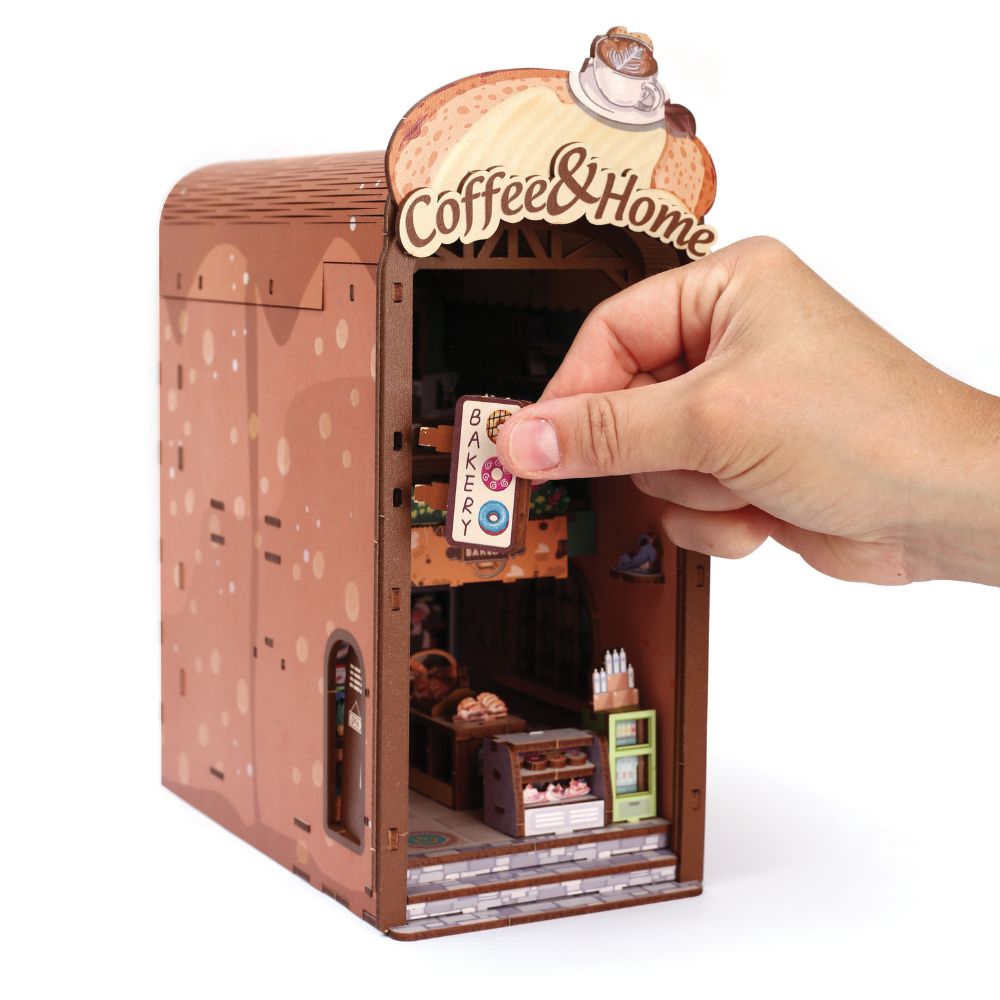 Graine Creative 3D Wooden Bookshelf Model - Cosy Coffee
