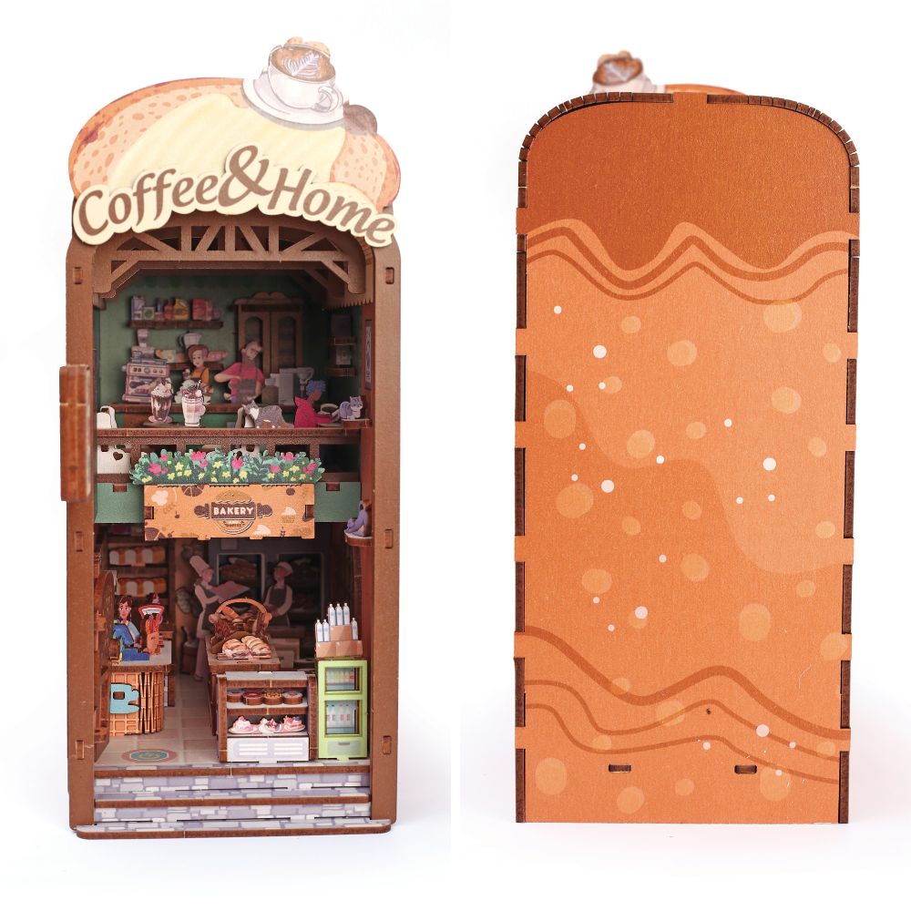 Graine Creative 3D Wooden Bookshelf Model - Cosy Coffee