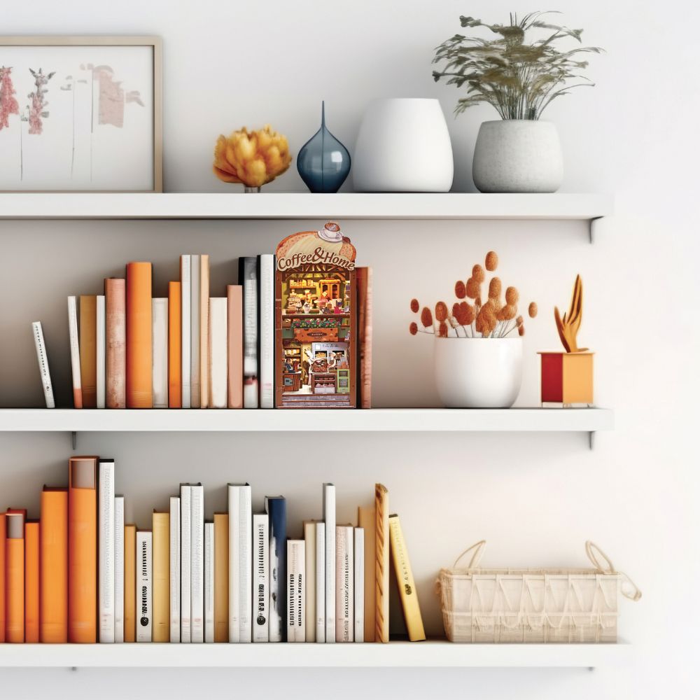 Graine Creative 3D Wooden Bookshelf Model - Cosy Coffee