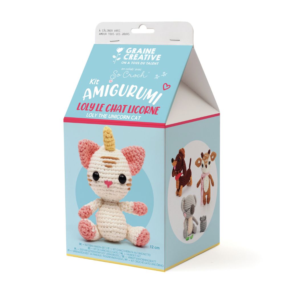 Graine Creative Amigurumi Crochet Kit – Caticorn 120mm