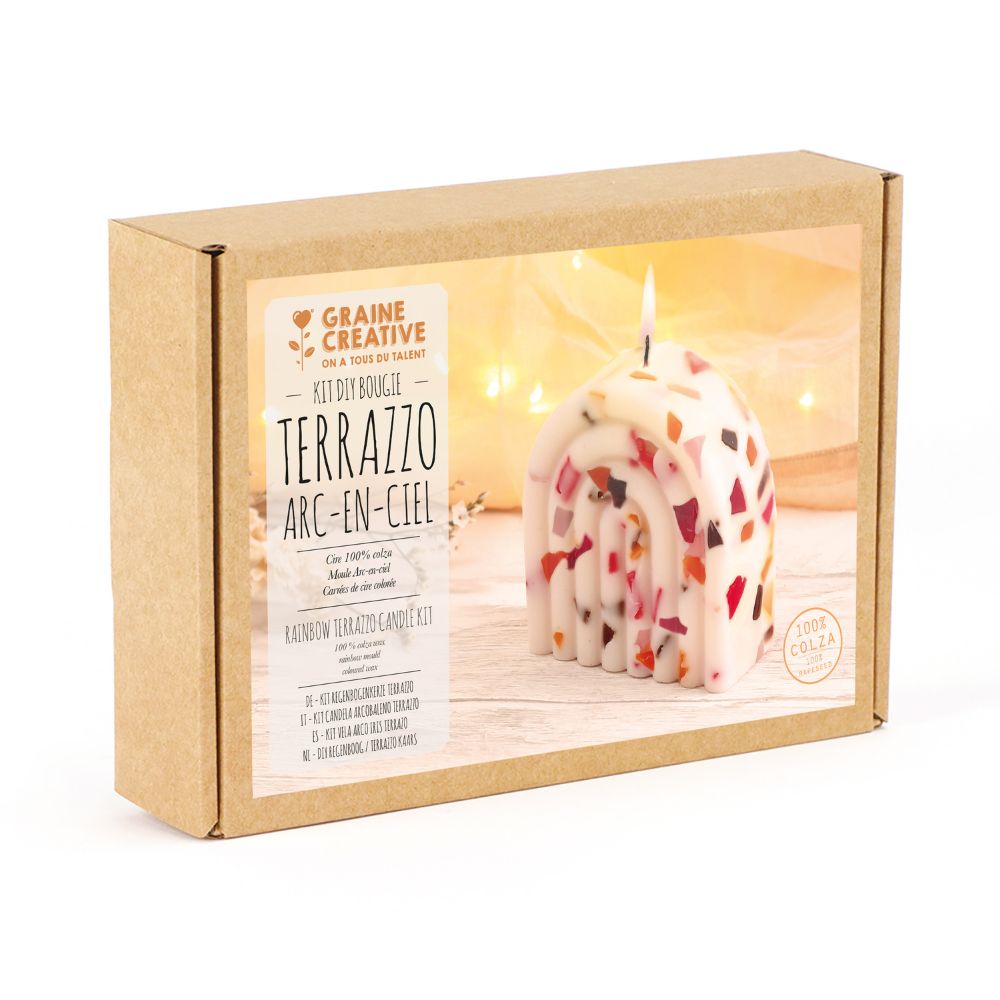 Graine Creative DIY Candle Kit - Rainbow Terrazzo