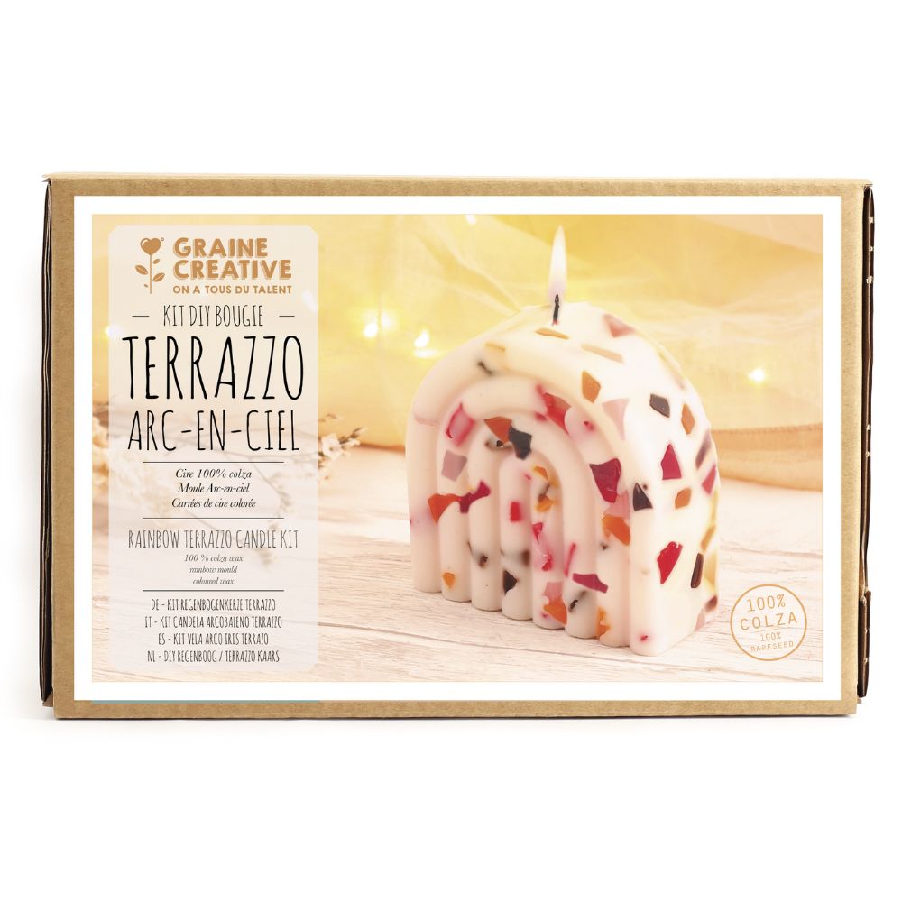Graine Creative DIY Candle Kit - Rainbow Terrazzo
