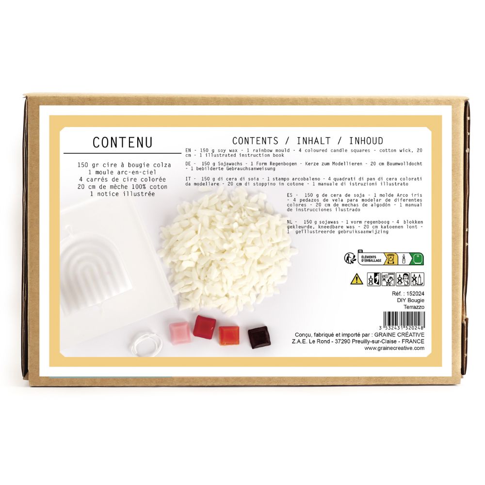 Graine Creative DIY Candle Kit - Rainbow Terrazzo